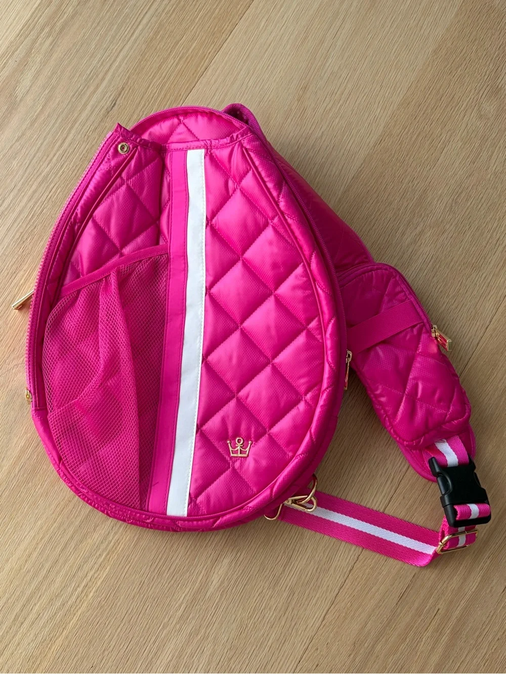 Oliver Thomas Maxed Out Tennis Sling in Hot Pink with White Stripe